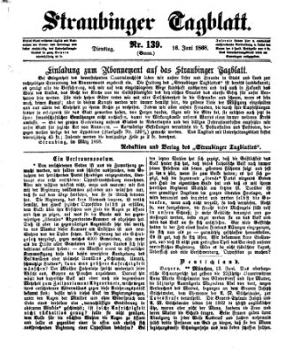 Straubinger Tagblatt Dienstag 16. Juni 1868