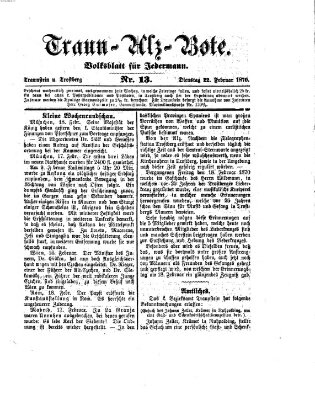 Traun-Alz-Bote (Traun-Alz-Salzachbote) Dienstag 22. Februar 1870