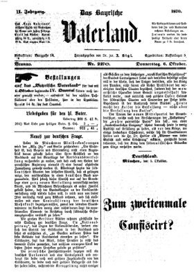 Das bayerische Vaterland Donnerstag 6. Oktober 1870
