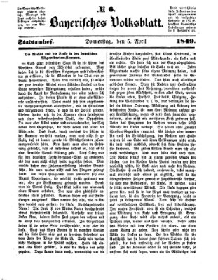 Bayerisches Volksblatt (Regensburger Morgenblatt) Donnerstag 5. April 1849