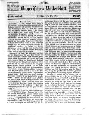 Bayerisches Volksblatt (Regensburger Morgenblatt) Freitag 18. Mai 1849
