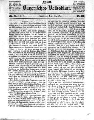 Bayerisches Volksblatt (Regensburger Morgenblatt) Samstag 19. Mai 1849