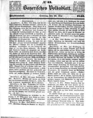 Bayerisches Volksblatt (Regensburger Morgenblatt) Sonntag 20. Mai 1849