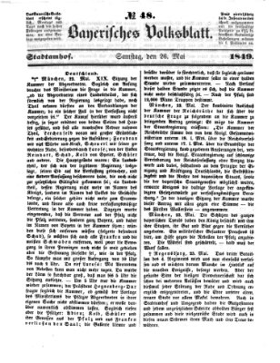 Bayerisches Volksblatt (Regensburger Morgenblatt) Samstag 26. Mai 1849
