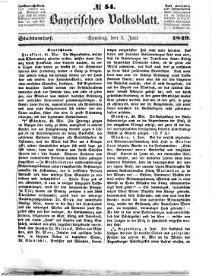 Bayerisches Volksblatt (Regensburger Morgenblatt) Sonntag 3. Juni 1849