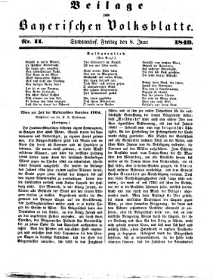 Bayerisches Volksblatt (Regensburger Morgenblatt) Freitag 8. Juni 1849