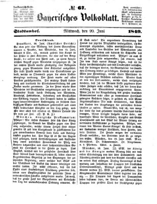 Bayerisches Volksblatt (Regensburger Morgenblatt) Mittwoch 20. Juni 1849