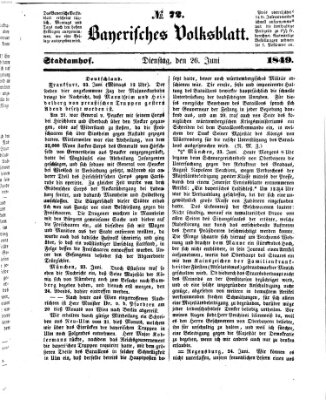 Bayerisches Volksblatt (Regensburger Morgenblatt) Dienstag 26. Juni 1849