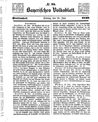 Bayerisches Volksblatt (Regensburger Morgenblatt) Freitag 29. Juni 1849