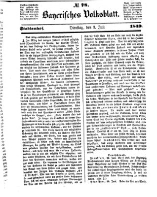 Bayerisches Volksblatt (Regensburger Morgenblatt) Dienstag 3. Juli 1849