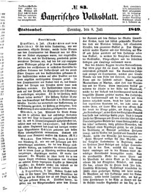 Bayerisches Volksblatt (Regensburger Morgenblatt) Sonntag 8. Juli 1849