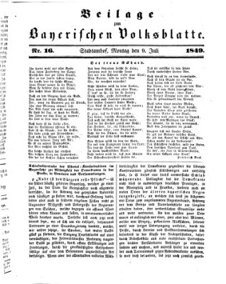 Bayerisches Volksblatt (Regensburger Morgenblatt) Montag 9. Juli 1849