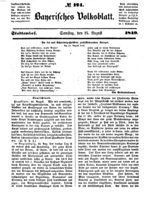 Bayerisches Volksblatt (Regensburger Morgenblatt) Samstag 25. August 1849