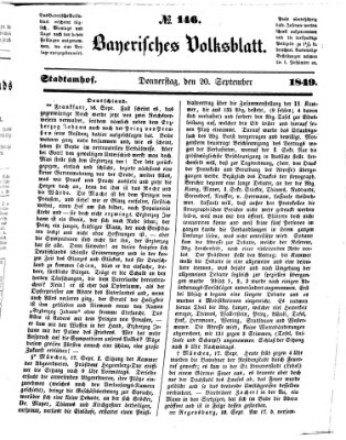 Bayerisches Volksblatt (Regensburger Morgenblatt) Donnerstag 20. September 1849