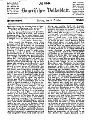 Bayerisches Volksblatt (Regensburger Morgenblatt) Freitag 5. Oktober 1849