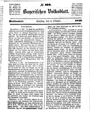 Bayerisches Volksblatt (Regensburger Morgenblatt) Samstag 6. Oktober 1849