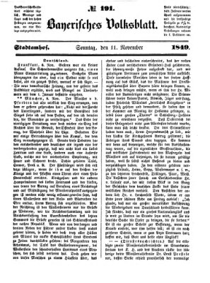 Bayerisches Volksblatt (Regensburger Morgenblatt) Sonntag 11. November 1849