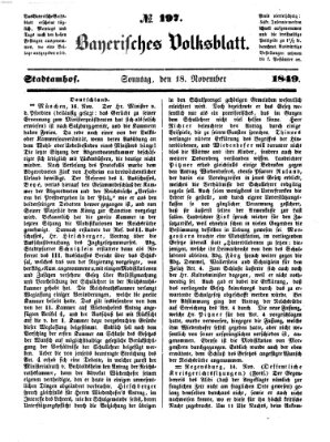 Bayerisches Volksblatt (Regensburger Morgenblatt) Sonntag 18. November 1849