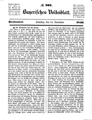 Bayerisches Volksblatt (Regensburger Morgenblatt) Samstag 24. November 1849