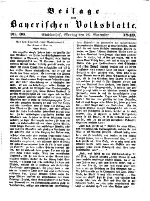 Bayerisches Volksblatt (Regensburger Morgenblatt) Montag 26. November 1849