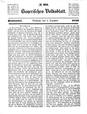 Bayerisches Volksblatt (Regensburger Morgenblatt) Mittwoch 5. Dezember 1849