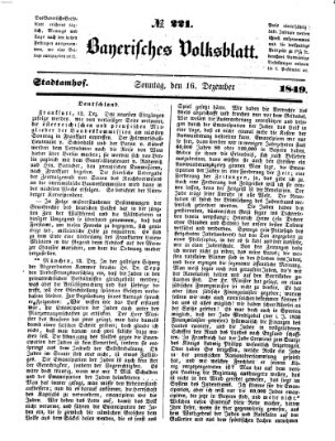 Bayerisches Volksblatt (Regensburger Morgenblatt) Sonntag 16. Dezember 1849