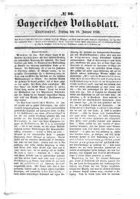 Bayerisches Volksblatt (Regensburger Morgenblatt) Freitag 18. Januar 1850