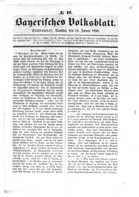 Bayerisches Volksblatt (Regensburger Morgenblatt) Samstag 19. Januar 1850