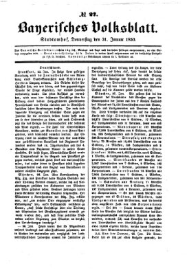 Bayerisches Volksblatt (Regensburger Morgenblatt) Donnerstag 31. Januar 1850