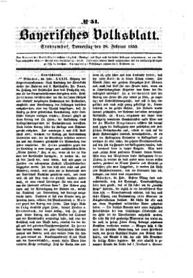 Bayerisches Volksblatt (Regensburger Morgenblatt) Donnerstag 28. Februar 1850