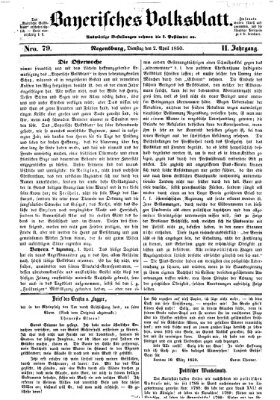 Bayerisches Volksblatt (Regensburger Morgenblatt) Dienstag 2. April 1850
