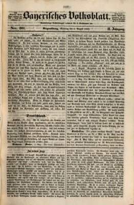 Bayerisches Volksblatt (Regensburger Morgenblatt) Sonntag 4. August 1850