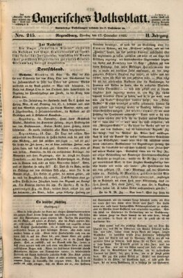 Bayerisches Volksblatt (Regensburger Morgenblatt) Dienstag 17. September 1850