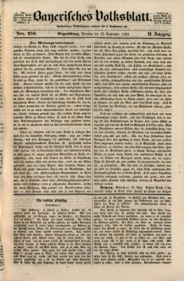 Bayerisches Volksblatt (Regensburger Morgenblatt) Sonntag 22. September 1850