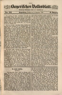 Bayerisches Volksblatt (Regensburger Morgenblatt) Dienstag 24. September 1850
