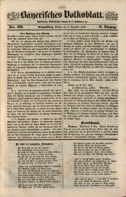 Bayerisches Volksblatt (Regensburger Morgenblatt) Montag 9. Dezember 1850