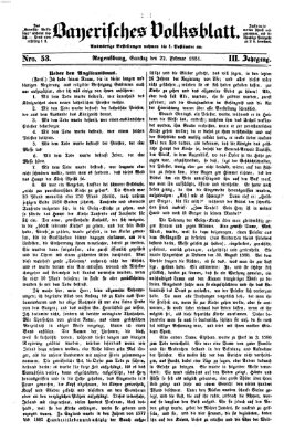 Bayerisches Volksblatt (Regensburger Morgenblatt) Samstag 22. Februar 1851