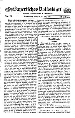 Bayerisches Volksblatt (Regensburger Morgenblatt) Freitag 14. März 1851