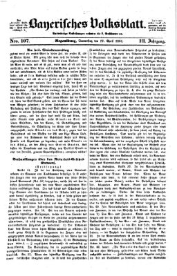 Bayerisches Volksblatt (Regensburger Morgenblatt) Donnerstag 17. April 1851