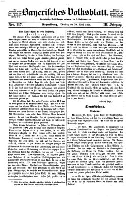 Bayerisches Volksblatt (Regensburger Morgenblatt) Dienstag 29. April 1851