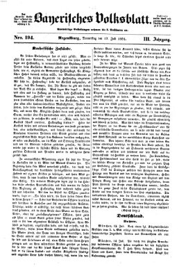Bayerisches Volksblatt (Regensburger Morgenblatt) Donnerstag 17. Juli 1851