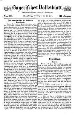 Bayerisches Volksblatt (Regensburger Morgenblatt) Donnerstag 31. Juli 1851