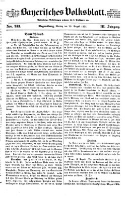 Bayerisches Volksblatt (Regensburger Morgenblatt) Montag 25. August 1851