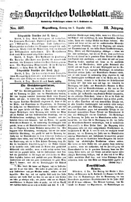 Bayerisches Volksblatt (Regensburger Morgenblatt) Sonntag 7. Dezember 1851