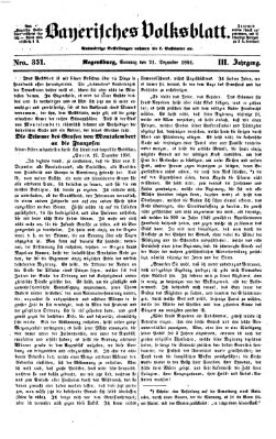 Bayerisches Volksblatt (Regensburger Morgenblatt) Sonntag 21. Dezember 1851