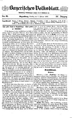 Bayerisches Volksblatt (Regensburger Morgenblatt) Samstag 7. Februar 1852