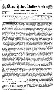 Bayerisches Volksblatt (Regensburger Morgenblatt) Samstag 14. Februar 1852