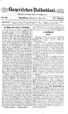 Bayerisches Volksblatt (Regensburger Morgenblatt) Sonntag 28. März 1852