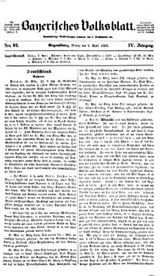 Bayerisches Volksblatt (Regensburger Morgenblatt) Freitag 2. April 1852