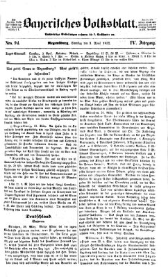 Bayerisches Volksblatt (Regensburger Morgenblatt) Samstag 3. April 1852